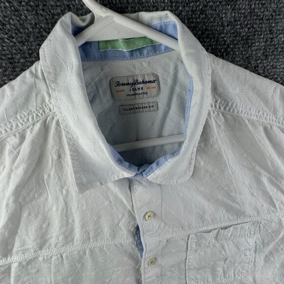 Tommy Bahama Long Sleeve Button Up Shirt Adult Ice Blue Modern Fit Large Cotton - Picture 7 of 12